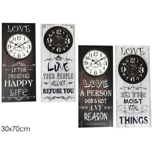 Ρολόι τοίχου με ξύλινο σχέδιο 30x70x4εκ.