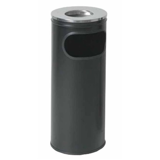 Σταχτοδοχείο δαπέδου ανοξείδωτο μαύρο με καλάθι απορριμμάτων 12L 59x20,5εκ.