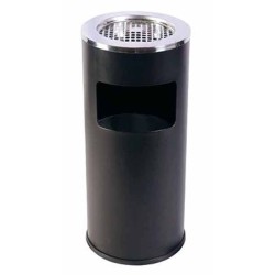 Σταχτοδοχείο δαπέδου ανοξείδωτο μαύρο με καλάθι απορριμμάτων 17L 61x25εκ.