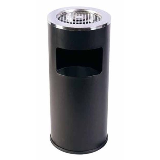 Σταχτοδοχείο δαπέδου ανοξείδωτο μαύρο με καλάθι απορριμμάτων 17L 61x25εκ.