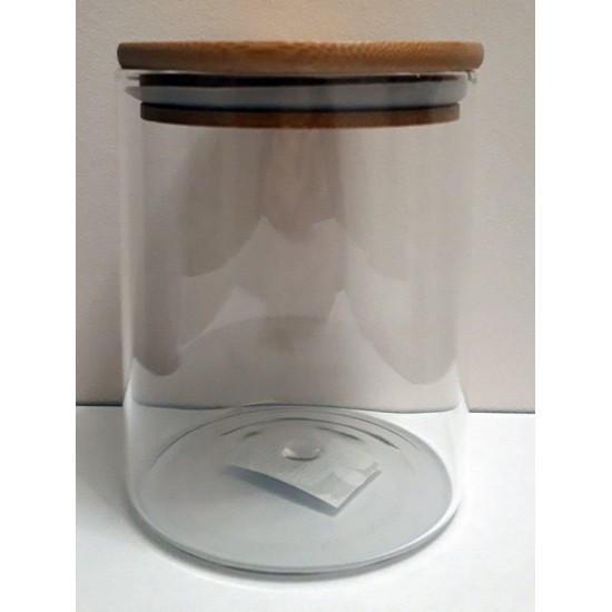 Βάζο αποθήκευσης τροφίμων γυαλί(borosilicate)/ξύλο 10x12εκ.
