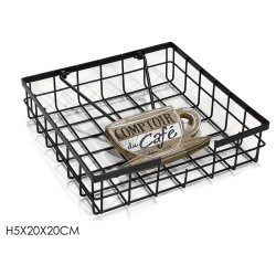 Χαρτοπετσετοθήκη μεταλλική με βαρίδιο μαύρη 20x20x5εκ.