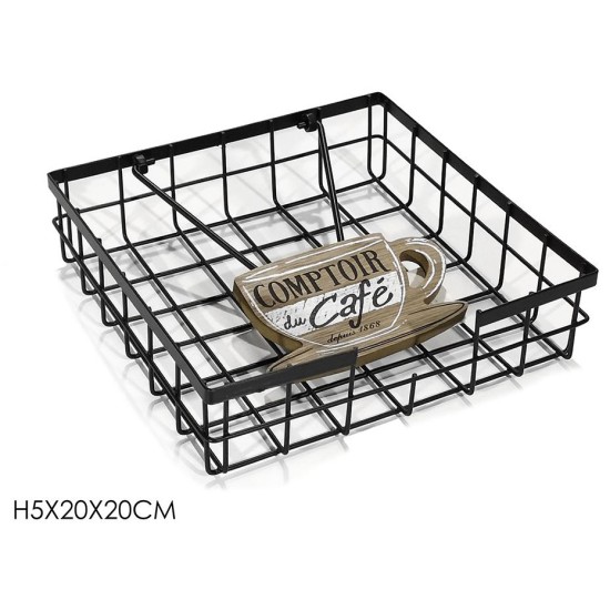 Χαρτοπετσετοθήκη μεταλλική με βαρίδιο μαύρη 20x20x5εκ.