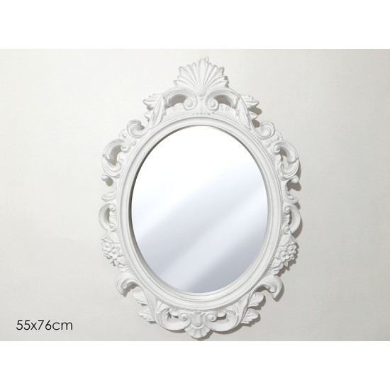 Καθρέπτη τοίχου polyresin λευκός αντικέ 55x76εκ.