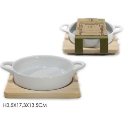 Σαγάνι πορσελάνης με ξύλινη βάση 17,3x13,5x3,5εκ.