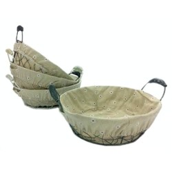 Ψωμιέρα-καλαθάκι συρμάτινη με πανί στρόγγυλη 24x8εκ.