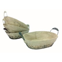 Ψωμιέρα-καλαθάκι συρμάτινη με πανί οβάλ 27x20x8εκ.