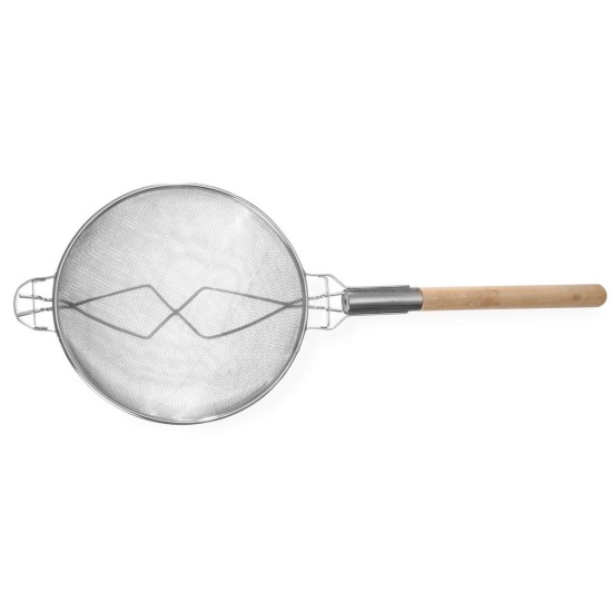 Σουρωτήρι ενισχυμένο με διπλή σίτα και ξύλινη λαβή 57x26εκ.