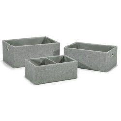 Σετ 3 καλάθια αποθήκευσης υφασμάτινα γκρι