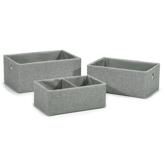 Σετ 3 καλάθια αποθήκευσης υφασμάτινα γκρι