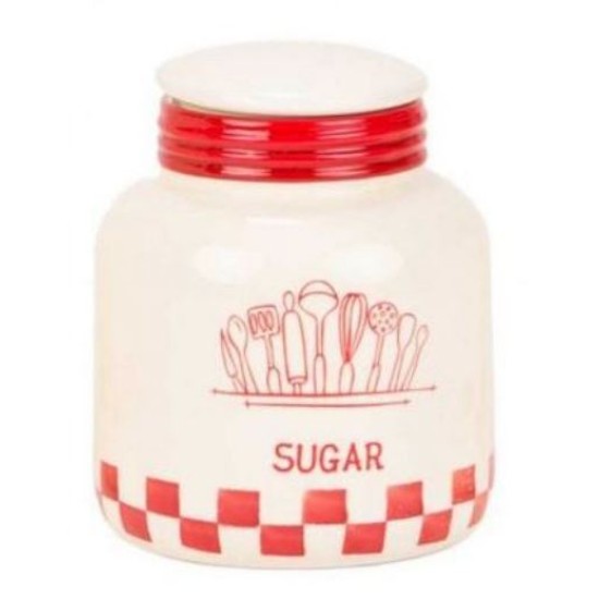 Βαζό κεραμικό με καπάκι ιβουάρ για ζάχαρη 880ml