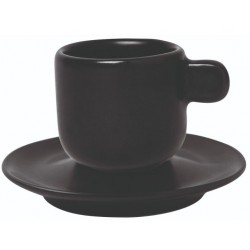 Σετ φλυτζάνι καπουτσίνο με πιατάκι πορσελάνης μαύρο 200ml Parma