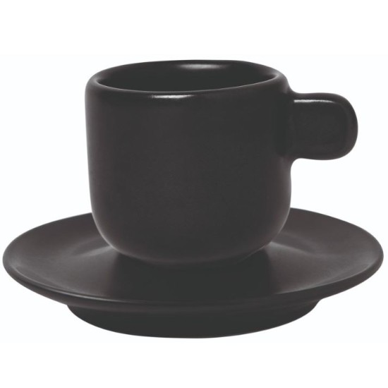 Σετ φλυτζάνι καπουτσίνο με πιατάκι πορσελάνης μαύρο 200ml Parma