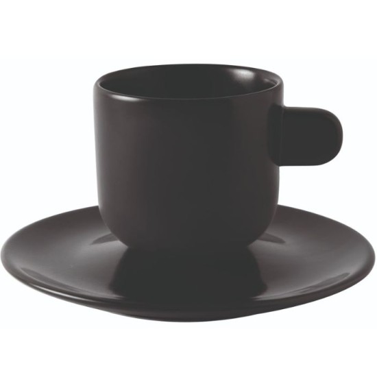 Σετ φλυτζάνι καφέ με πιατάκι πορσελάνης μαύρο 70ml Parma