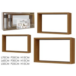 Σετ 3 ράφια τοίχου ορθογώνια καφέ