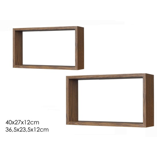 Σετ 2 ράφια τοίχου ορθογώνια ξύλινα