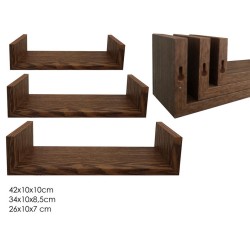 Σετ 3 ράφια τοίχου ορθογώνια ξύλινα