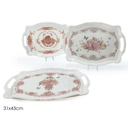 Δίσκος μελαμίνης με χερούλια 43x31εκ.