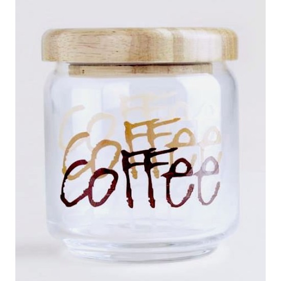 Δοχείο γυάλινο με ξύλινο καπάκι και αεροστεγές κλείσιμο για καφέ 500ml
