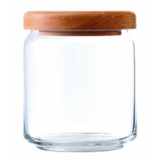 Δοχείο γυάλινο με ξύλινο καπάκι και αεροστεγές κλείσιμο 500ml