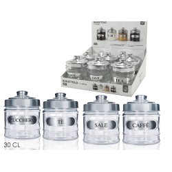 Βάζο καφέ/ζάχαρη/τσάι/αλάτι γυαλί/μέταλλο 300ml