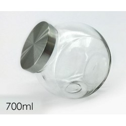 Βάζο αποθήκευσης τροφίμων γυαλί/μέταλλο 700ml