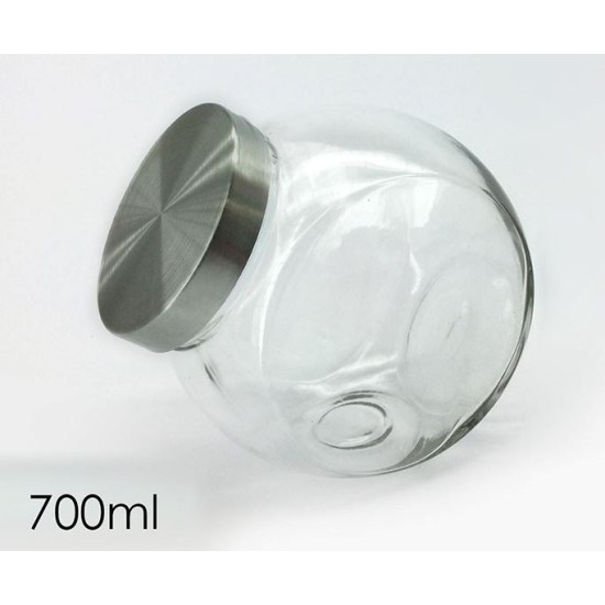 Βάζο αποθήκευσης τροφίμων γυαλί/μέταλλο 700ml