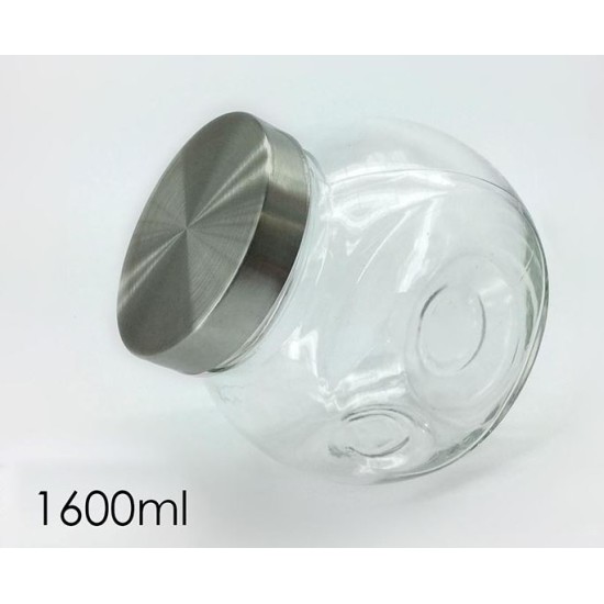 Βάζο αποθήκευσης τροφίμων γυαλί/μέταλλο 1.6L