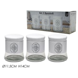 Σετ 3 βάζα καφέ-ζάχαρη-αλάτι γυαλί/μέταλλο 11,5x14εκ. 700ml