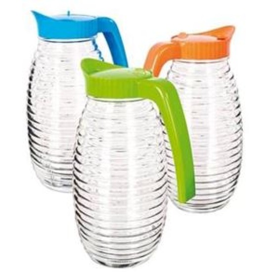 Κανάτα γυάλινη με χρωματιστό καπάκι 24εκ. 1.5L