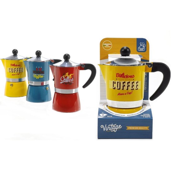 Μπρίκι εσπρέσσο αλουμινίου 3 χρώματα 3 φλυτζάνια