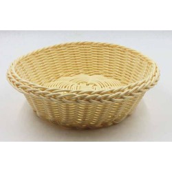 Ψωμιέρα-καλαθάκι πλαστική rattan στρόγγυλη μπεζ 24εκ.