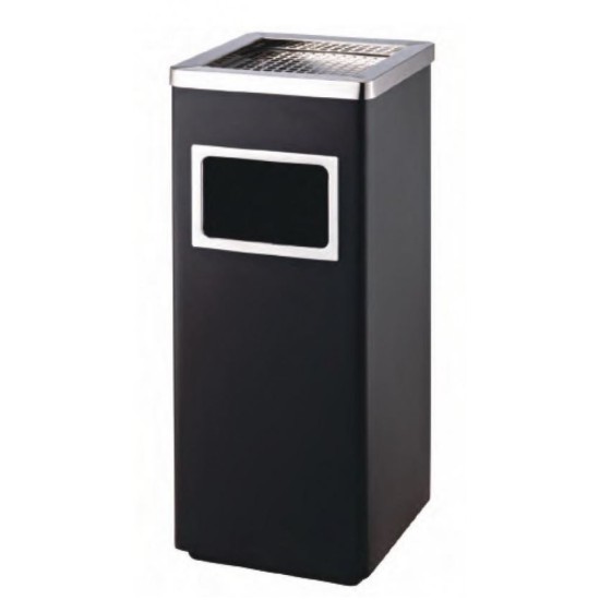 Σταχτοδοχείο επιδαπέδιο μεταλλικό μαύρο με αποσπώμενο κάδο 34L 25x25x62εκ.