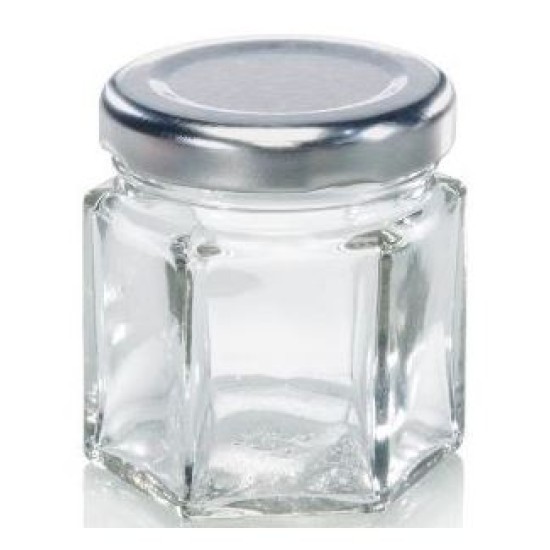 Βάζο γυάλινο πολύγωνο με καπάκι μεταλλικό 50ml