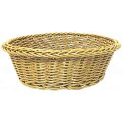 Ψωμιέρα-καλαθάκι πλαστική rattan στρόγγυλη μπεζ 22x8εκ.