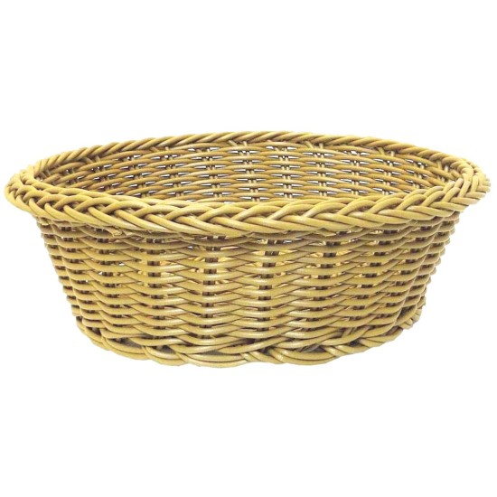 Ψωμιέρα-καλαθάκι πλαστική rattan στρόγγυλη μπεζ 22x8εκ.
