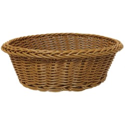 Ψωμιέρα-καλαθάκι πλαστική rattan στρόγγυλη μελί 22x8εκ.