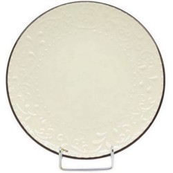 Πιάτο ρηχό κεραμικό με ανάγλυφο μπεζ 27εκ.