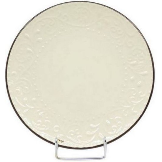 Πιάτο ρηχό κεραμικό με ανάγλυφο μπεζ 27εκ.