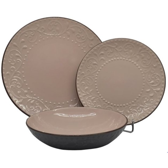 Πιάτο ρηχό κεραμικό με ανάγλυφο ροζ 27εκ.