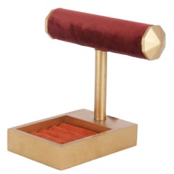 Μπιζουτιέρα ξύλο/βελούδο μπορντό/πορτοκαλί 23,5x17x21εκ.