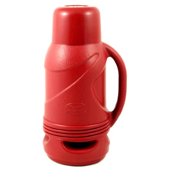 Θερμός πλαστικό με γυαλί κόκκινο 350ml IDEAL