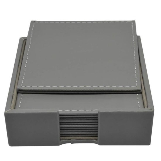 Σετ 6 σουβέρ δερμάτινα με βάση γκρι 10x10εκ.