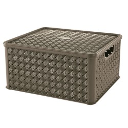 Κουτί αποθήκευσης πλαστικό rattan καφέ 29x16,6x11,2εκ. 4L Arianna