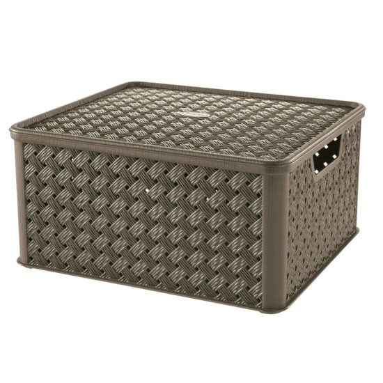 Κουτί αποθήκευσης πλαστικό rattan καφέ 29x16,6x11,2εκ. 4L Arianna