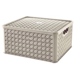 Κουτί αποθήκευσης πλαστικό rattan μπεζ 29x16,6x11,2εκ. 4L Arianna