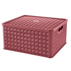 Κουτί αποθήκευσης πλαστικό rattan κόκκινο 29x16,6x11,2εκ. 4L Arianna