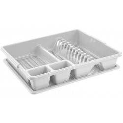 Πιατοθήκη πλαστική με δίσκο λευκή 47x38x9εκ.