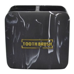 Ποτηράκι μπάνιου poylresin μαύρο μάρμαρο 10,5x6,5x10εκ.