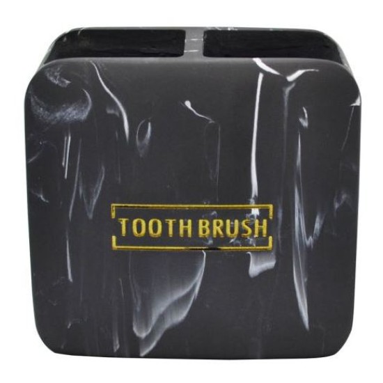 Ποτηράκι μπάνιου poylresin μαύρο μάρμαρο 10,5x6,5x10εκ.